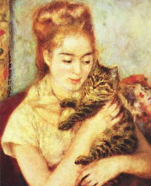 Pierre Renoir Woman with a Cat oil painting picture